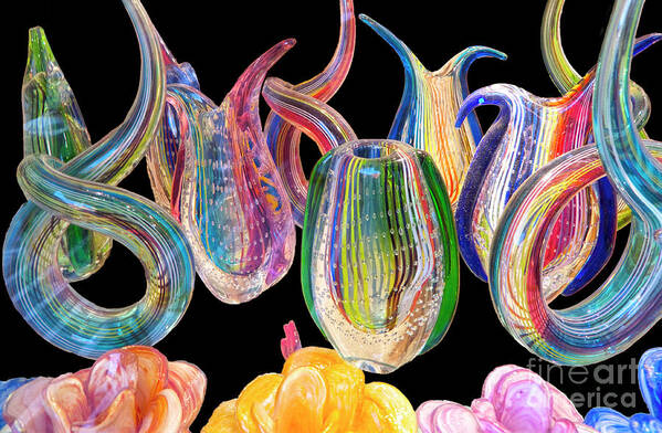 Glass Art Print featuring the photograph Dancing glass objects by Heiko Koehrer-Wagner