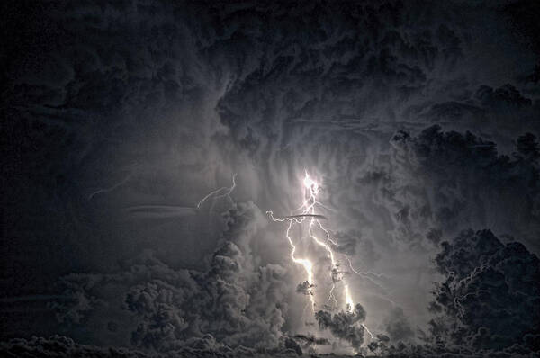 Lightning Art Print featuring the photograph Dark Sky by Pete Rems