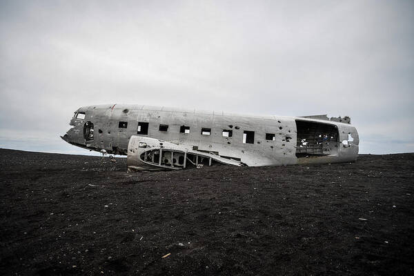 Iceland Art Print featuring the photograph DC-3 Wreck on the Solheimasandur by Alex Blondeau