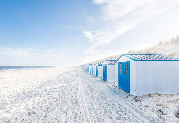 De Koog Art Print featuring the photograph De Koog - beach cabins by Hannes Cmarits