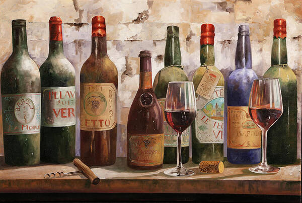 Wine Art Print featuring the painting Del Buon Vino by Guido Borelli