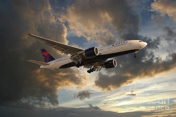 Delta Airlines Art Print featuring the digital art Delta Air Lines Boeing 777-200LR by Airpower Art