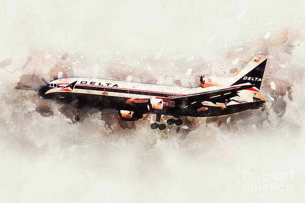 Lockheed Art Print featuring the digital art Delta Air Lines Lockheed L-1011 TriStar by Airpower Art
