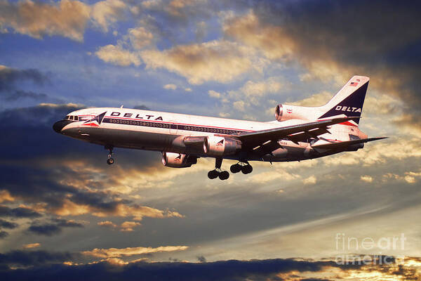 Delta Art Print featuring the digital art Delta Airlines Lockheed L-1011 TriStar by Airpower Art