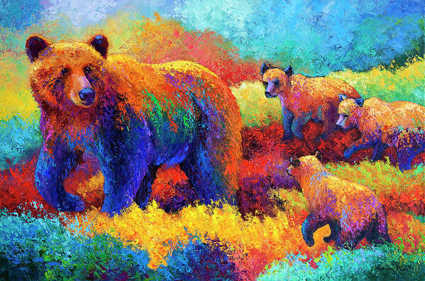 Bear Bears Art Print featuring the painting Denali Family by Marion Rose