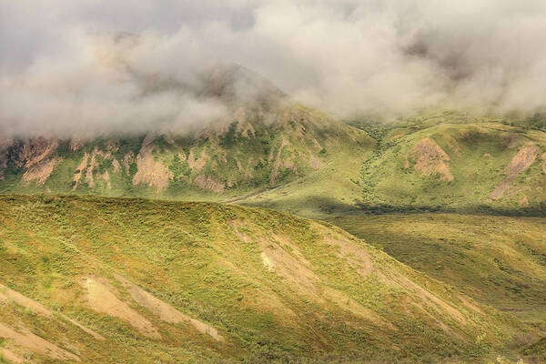 Alaska Art Print featuring the photograph Denali National Park Mountain Under Clouds by Joni Eskridge