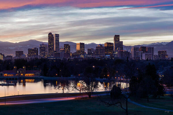 Denver Art Print featuring the photograph Denver Sunset by Aaron Spong