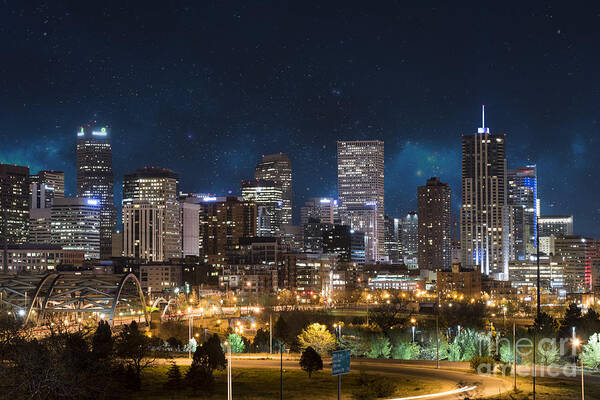 America Art Print featuring the photograph Denver Under a Night Sky by Juli Scalzi
