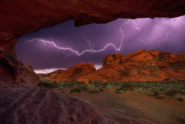 Red Rocks Art Print featuring the photograph Desert Storm by Darren White