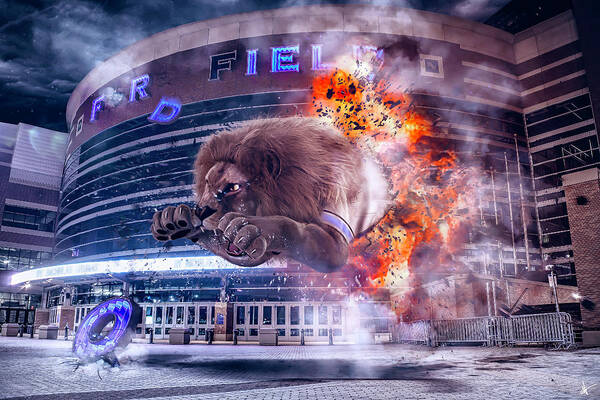 Comerica Park Art Print featuring the photograph Detroit Lions at Ford Field 2 by Nicholas Grunas