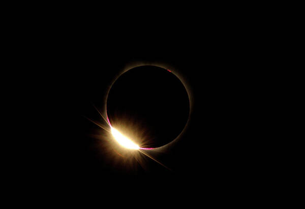 Solar Art Print featuring the photograph Diamond Ring 2-Solar Eclipse by Larry Kjorvestad