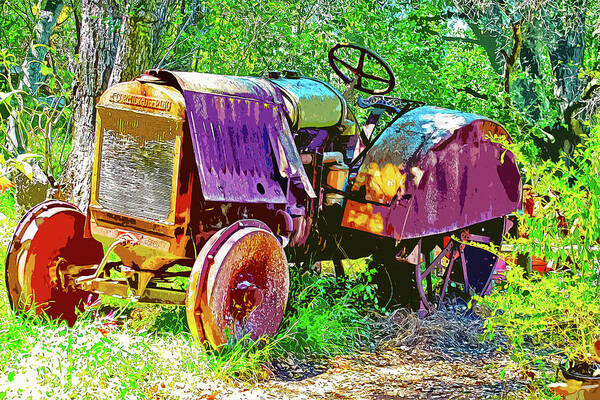 Tractor Art Print featuring the digital art Dilapidated Tractor by Anthony Murphy