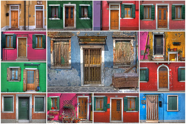 Travel Art Print featuring the photograph doors and windows of Burano - Venice by Joana Kruse