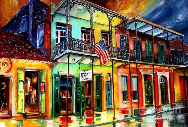 New Orleans Art Print featuring the painting Down on Bourbon Street by Diane Millsap