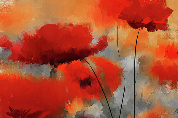 Poppies Art Print featuring the painting Dream Of Poppies II by Lourry Legarde