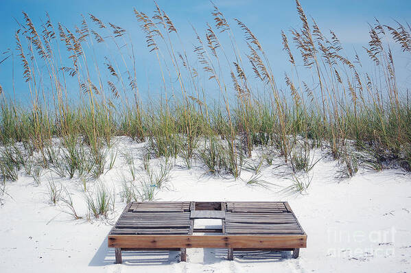 Destin Art Print featuring the photograph Dual Wooden Tanning Beds on White Sand Dune Destin Florida by Shawn O'Brien