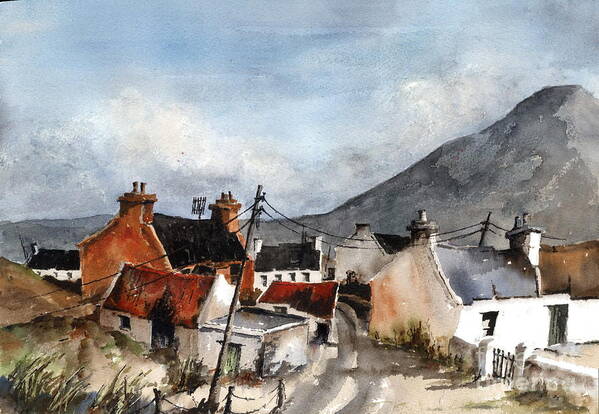 Ireland Art Print featuring the painting F 701 Dugort Clachan Achill Mayo by Val Byrne