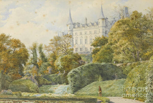 Samuel William Oscroft 1834 - 1924 Dunrobin Castle Art Print featuring the painting Dunrobin Castle by MotionAge Designs