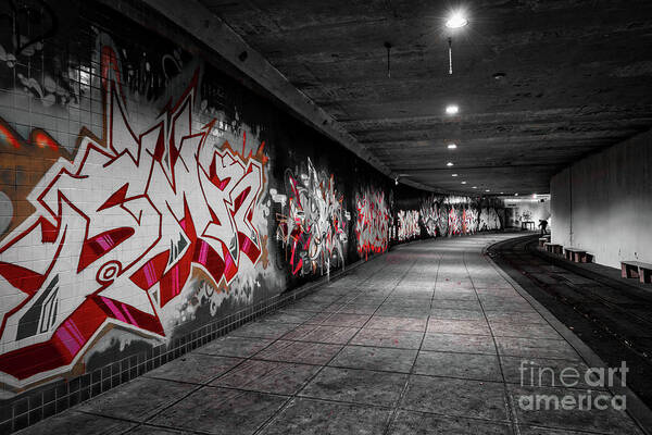 Dupont Underground Art Print featuring the photograph Dupont Underground tunnel graffiti by Izet Kapetanovic