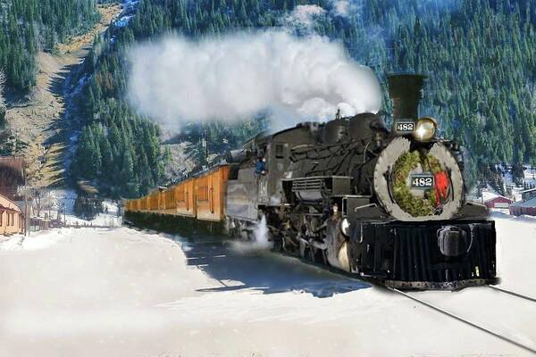 Train Art Print featuring the digital art Durango to Silverton Train by Janette Boyd