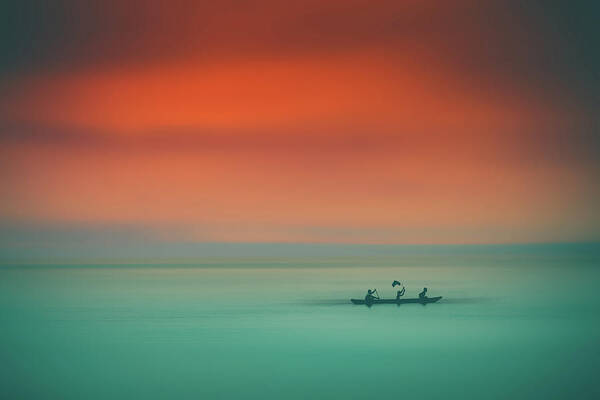 Indonesia Art Print featuring the photograph Dusk on the lake by Marji Lang