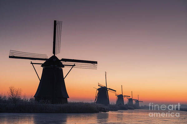 Windmill Art Print featuring the photograph Dutch Dawn by David Lichtneker