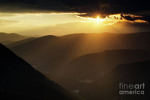 Rhodope Art Print featuring the photograph Eagle Eye sunset 4557 by Steve Somerville