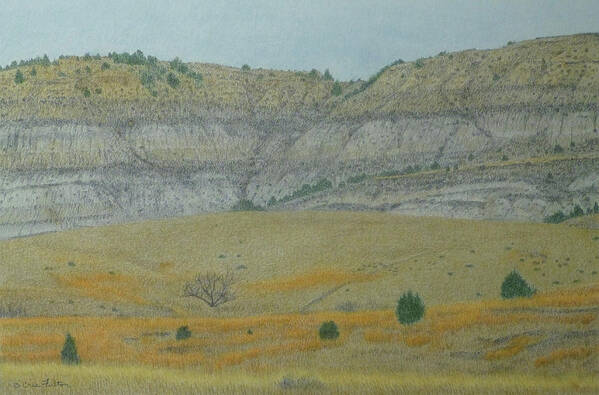 North Dakota Badlands Art Print featuring the pastel Early May on the Western Edge by Cris Fulton