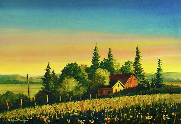 Landscape Art Print featuring the painting Early Morning Farmhouse by Douglas Castleman