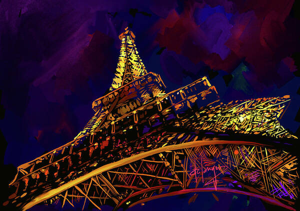 Eiffel Tower Art Print featuring the painting Eiffel Tower by DC Langer