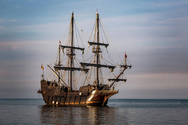 Boat Art Print featuring the photograph El Galeon Andalucia Tall Ship by Dale Kincaid
