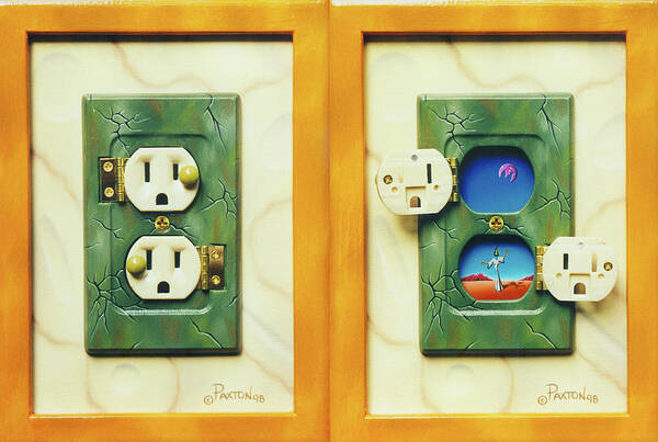  Art Print featuring the painting Electric View miniature shown closed and open by Paxton Mobley