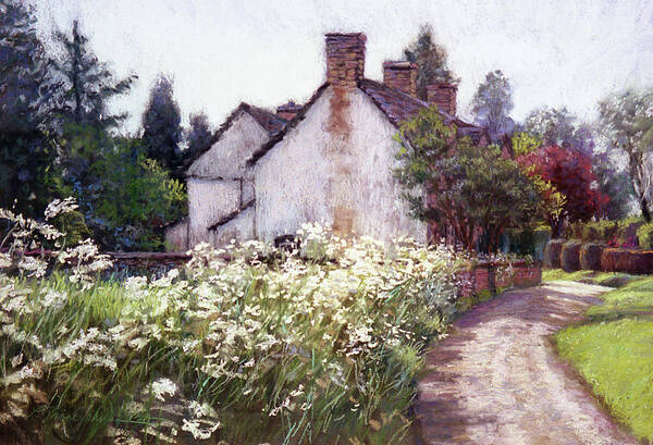 England Art Print featuring the painting England Cottage by L Diane Johnson