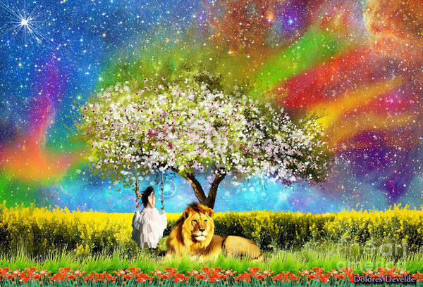Lion Of Judah Art Print featuring the mixed media Enter into Gods Rest by Dolores Develde