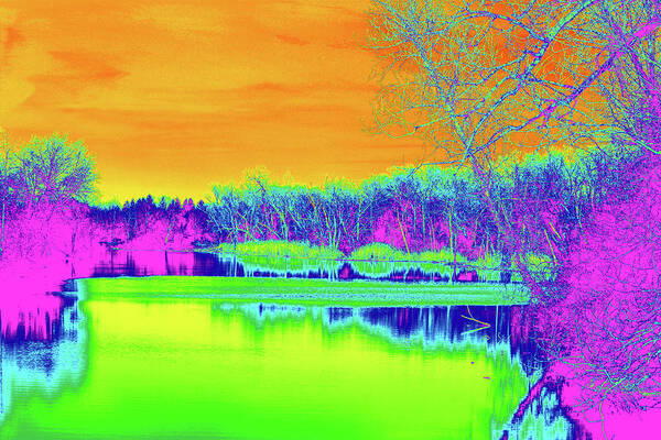 Landscape Art Print featuring the digital art Erie Canal Abstract by David Stasiak