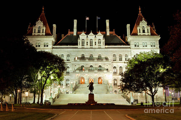 Flowers Art Print featuring the photograph ew York State Capitol in Albany by Anthony Totah