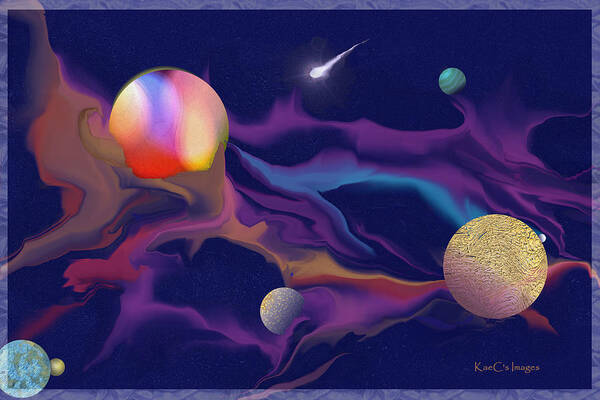Cosmos Art Print featuring the digital art Exotic Worlds 2 by Kae Cheatham