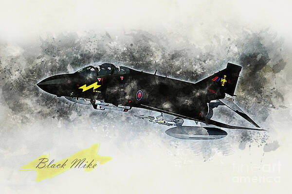 F-4 Art Print featuring the digital art F-4 Phantom Black Mike by Airpower Art