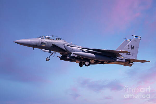 Usaf Art Print featuring the photograph F15 coming into land lowering landing gear by Simon Bratt