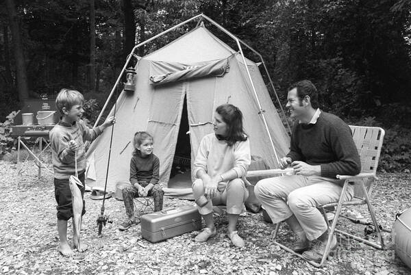 1970s Art Print featuring the photograph Family On Camping Trip, C.1970s by H. Armstrong Roberts/ClassicStock