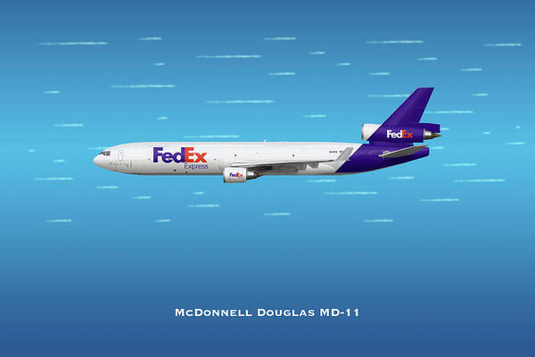 Fedex Art Print featuring the digital art FedEx McDonnell Douglas MD-11 by Airpower Art