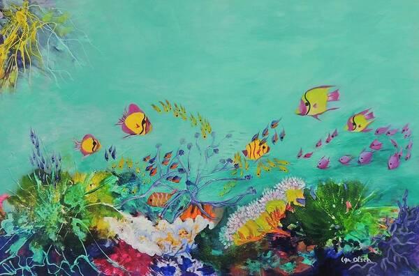 Reef Art Print featuring the painting Feeding Time by Lyn Olsen