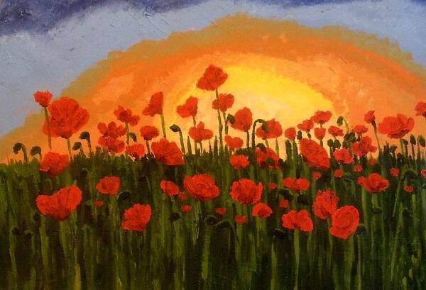  Art Print featuring the painting Field of poppies by Mats Eriksson