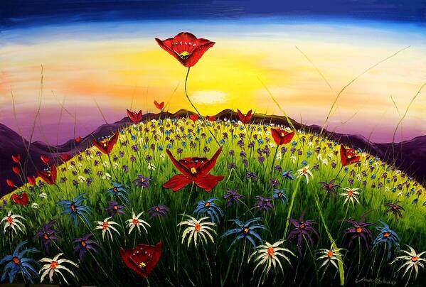  Art Print featuring the painting Field Of Wildflowers #12 by James Dunbar