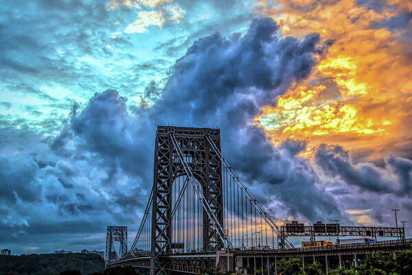Gwb Art Print featuring the photograph Fire In The Sky by Theodore Jones