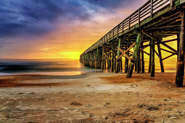 Hdr Art Print featuring the photograph Flagler Beach Pier at Sunrise in HDR by Michael White
