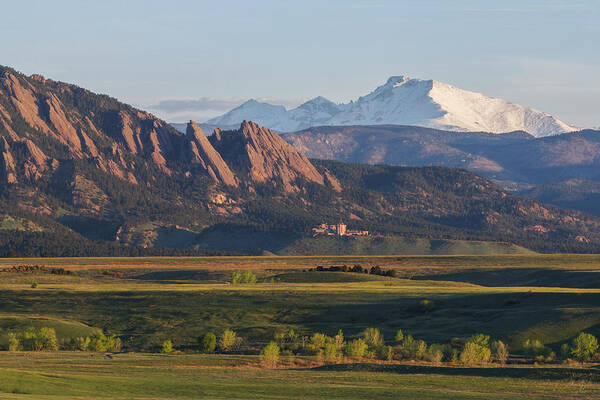 Boulder Art Print featuring the photograph Flatirons and Longs Peak by Aaron Spong
