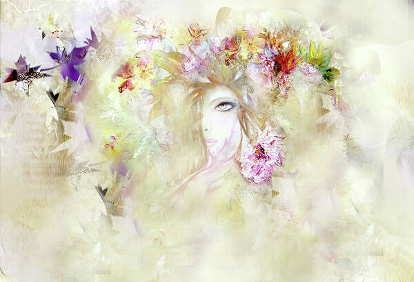 Anivad Art Print featuring the painting Floral Angel by Davina Nicholas