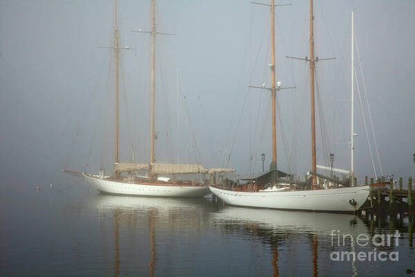 Boat Art Print featuring the photograph Fogbound Classic by Butch Lombardi