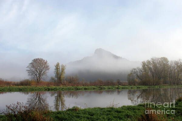 Landscape Art Print featuring the photograph Foggy Morning Bluff by Inspired Arts